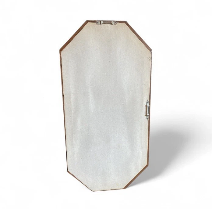 Vintage MCM Octagonal Wooden Framed Farmhouse Decor Hanging Wall Mirror 22”x 11” - Image 3 of 4