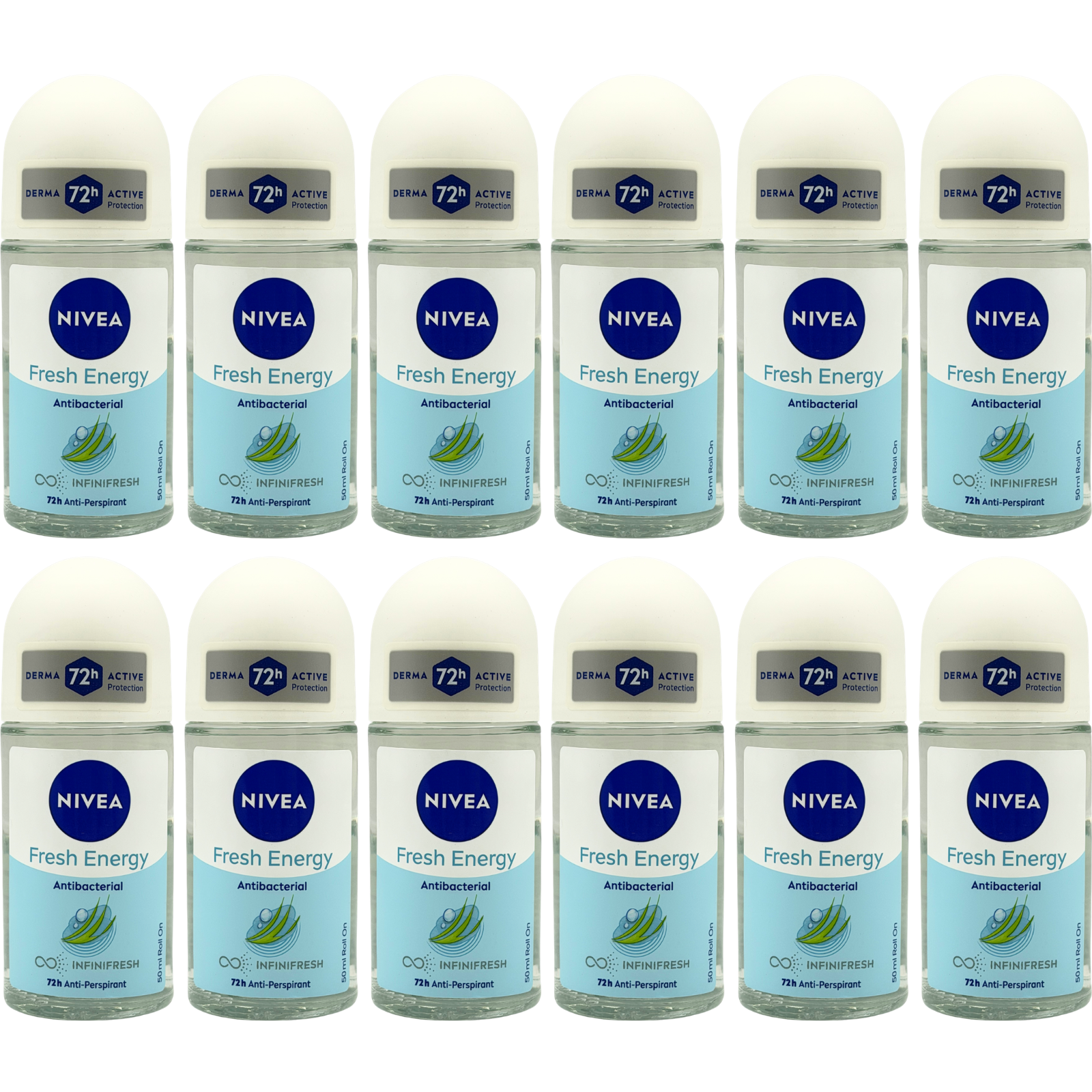 NIVEA Fresh Energy 72H Anti-Perspirant Roll On 50ml - 12 Pack