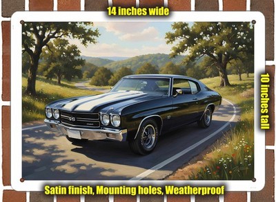 Metal Sign - 1970 Chevrolet Chevelle 7 Oil Painting - 14x10