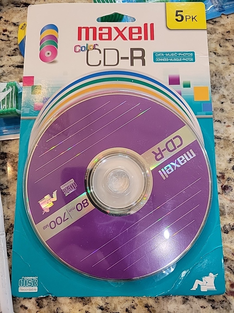 Maxell Color Cd-r 80 Min 700mb Blank Disc 5-pack Data Music Photos