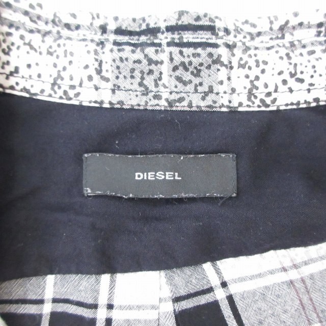 Diesel Men’s S Black Check 3/4 Sleeve Shirt Chest Pocket Cotton