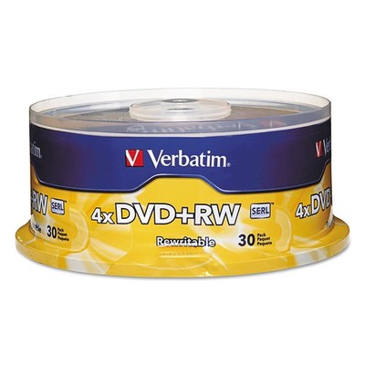 Verbatim  DVD+RW Discs, 4.7GB, 4x, Spindle, 30/Pack