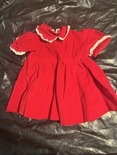 12 Months Vintage Velvet Christmas Dress Girls Red White Lace Special Occasions
