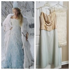 HALLOWEEN COSTUME Narnia Ice Queen Jadis Gown with faux fur shawl