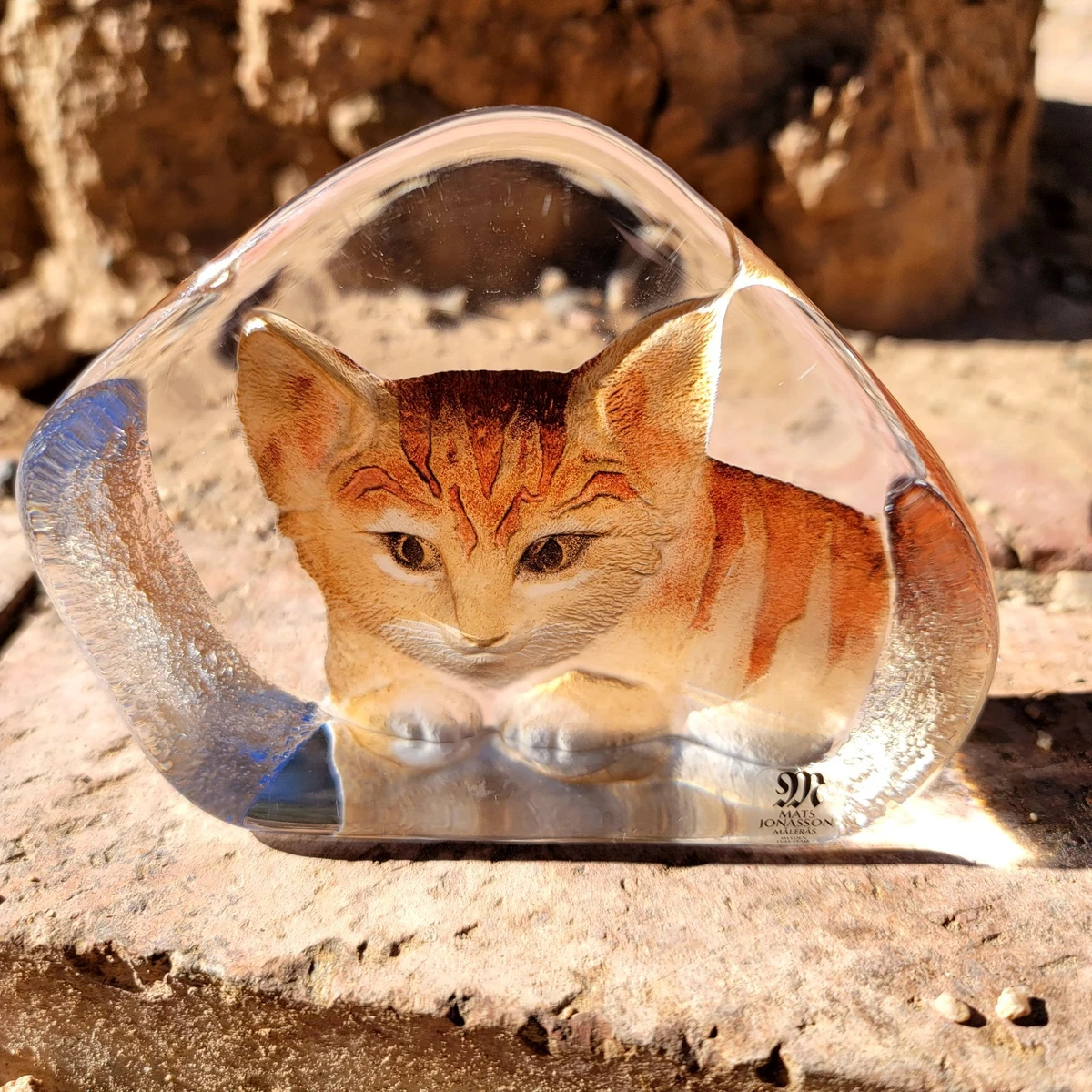 Mats Jonasson 山猫のクリスタル彫像 Mats Jonasson Cat for sale | eBay