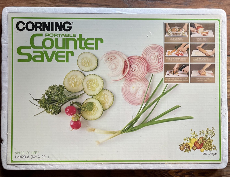 Corning Ware Vintage Spice Of Life Cutting Board Counter Saver 14x20 NEW