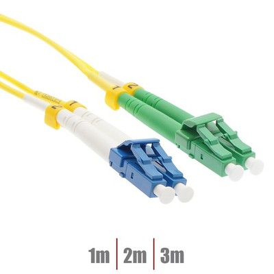 1 2 3M LC/UPC to LC/APC Duplex Single Mode Fiber Optic Optical Patch Cable Cord