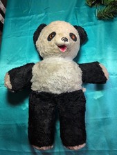 Vintage 15" Panda Bear Plush Possible 1960's-1970's Black White