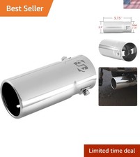 Stylish Chrome Exhaust Tip For Cars - Fits 1.5-2 Inch Pipes 5.75 Length Stylish Chrome Exhaust Tip For Cars - Fits 1.5-2 Inch Pipes 5.75 Length