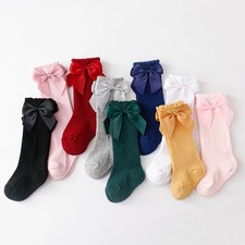 Cotton Kids Girls Socks With Bows Knee High Princess Children's