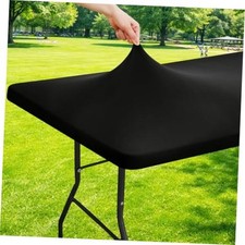Spandex 6 Foot Rectangle Table Cloth, Elastic 72" x 30" Rectangular Black