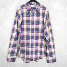 GANT Heather Broadcloth Fitted Plaid Button Down Shirt Mens XL Long Sleeve