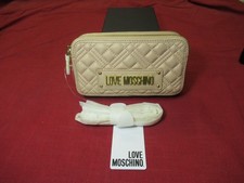 Love Moschino Italy, Beige, Magnetic Closing Zippered Pockets, Chain Purse NIB