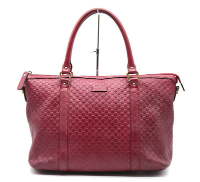GUCCI Hand Bag Guccissima Red Leather Authentic