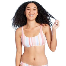 Juniors Scoop Neck Bralette Bikini Top Xhilaration Multicolor Size D/DD Cup