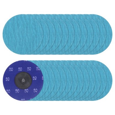 25pcs 3'' 80 Grit Quick Change R-Type Sanding Discs Zirconia Blue Green