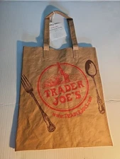 New! Trader Joe's Washable Super Natural Paper Grocery Bag Reusable Shopping Bag