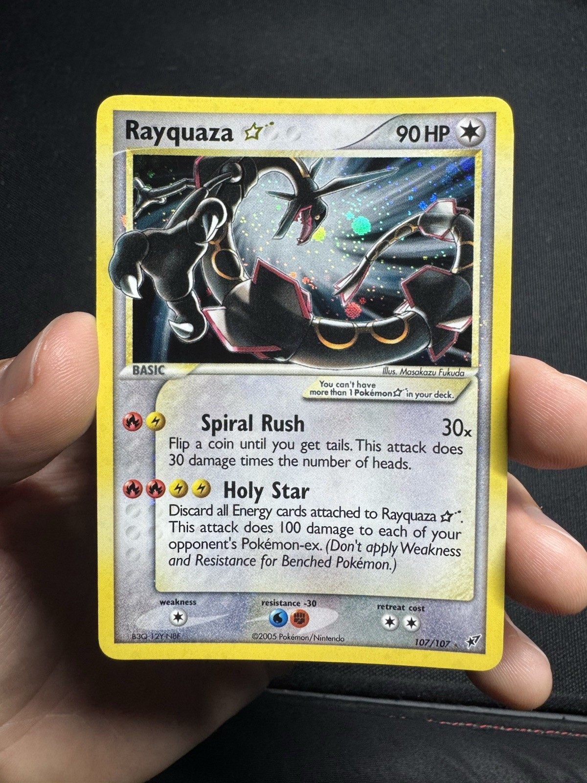 MP Rayquaza Gold Star Holo 107/107 EX Deoxys Pokemon Card
