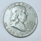 1958 D Franklin Half Dollar Fine 90% Silver Very Fine Condition #4492