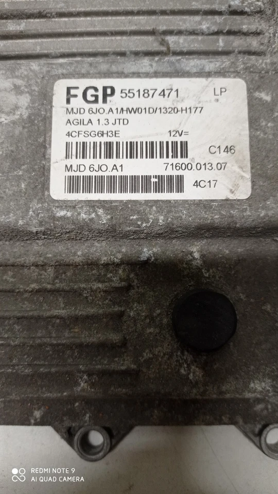 CALCULATEUR MOTEUR ECU OPEL AGILA 1.3 CDTI 55187471 (21A) - Immagine 2 di 4