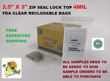 2.5x3 Clear Elkay Zipper Seal Lock Top Reclosable Poly Plastic Bags 4 Mil 4MIL