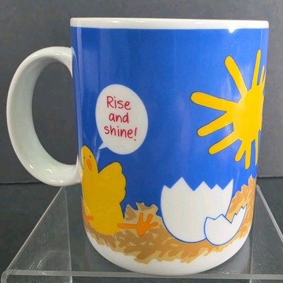Rise and Shine Ceramic Coffee Mug  Mother Hen with Chicks