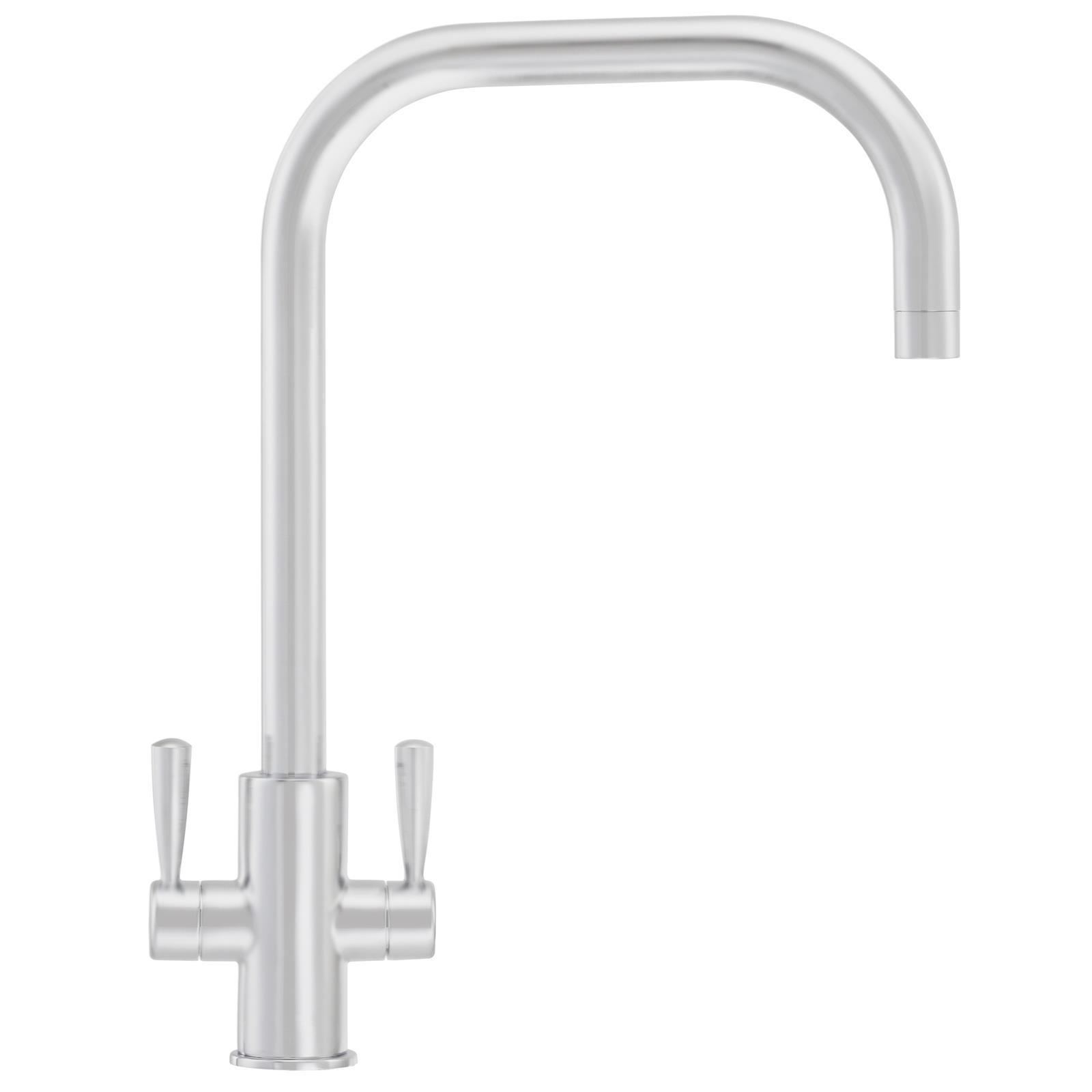 Franke Ascona Silk Steel U Spout Kitchen Tap Twin Lever Swivel Mixer