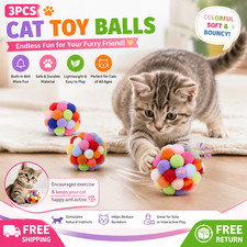 Cat Toys Plush Ball with Bell 1/3 Pack Colorful Interactive Kitten Toy
