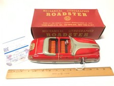 Vintage 1950s Marx Mechanical Roadster Red Convertible With Box MINT CONDITION