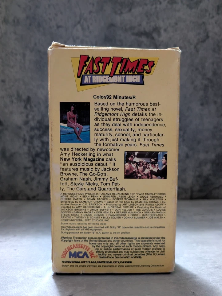 FAST TIMES AT RIDGEMONT HIGH VHS. First release Rainbow MCA - TESTED! - Image 2 of 3