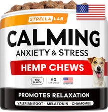 STRELLALAB Advanced Calming Chews for Dogs - Hemp Chews  Melatonin - Anxiety Re