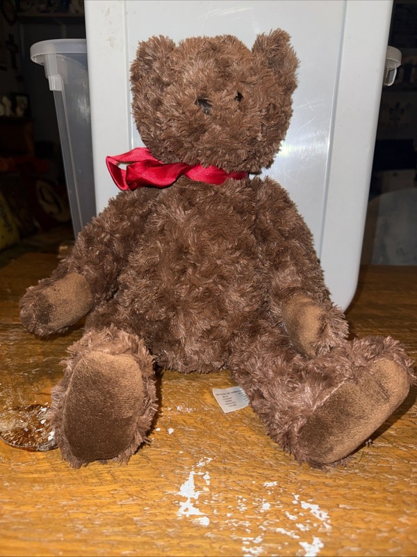 Animal Adventure Dark Brown Soft Plush Teddy Bear Red Bow Stuffed Animal 2014