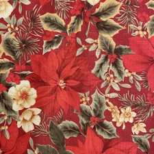 Square Tablecloth Red Poinsettias Christmas 52x51 Card Table Small Excellent