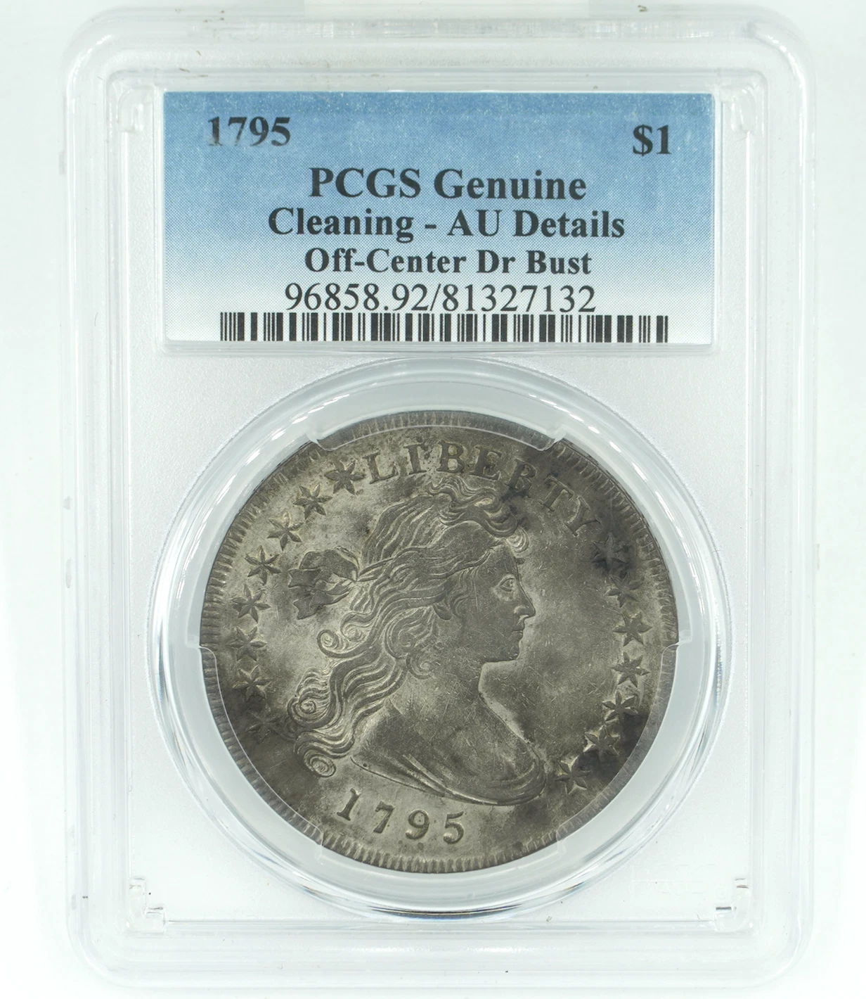 1795 PCGS Cleaning AU Details Off Center Draped Bust Dollar