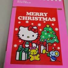 Hello Kitty MERRY CHRISTMAS Decoration House Flag 28” x 40” Brand New Sanrio USA