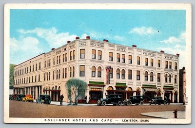 Vintage Bollinger Hotel & Cafe Lewiston Idaho Postcard Curt Teich 1904 Building