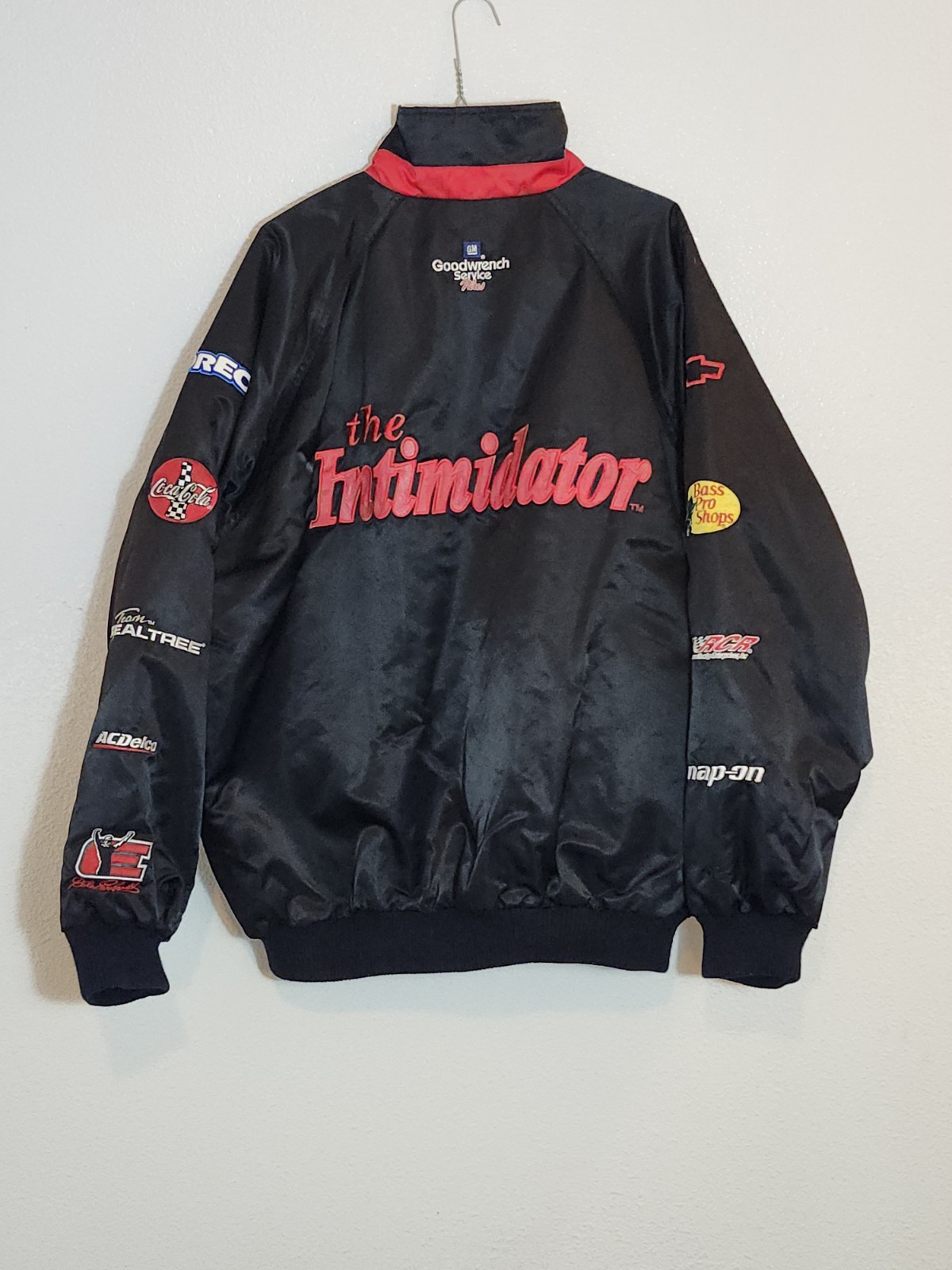 Vintage Nascar Dale Earnhardt 3 The Intimidator Satin Black Racing Jacket with Sponsor Logos
