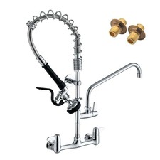Commercial Sink Faucet Wall Mount with Pre-Rinse Sprayer   8 Inch 25inch
