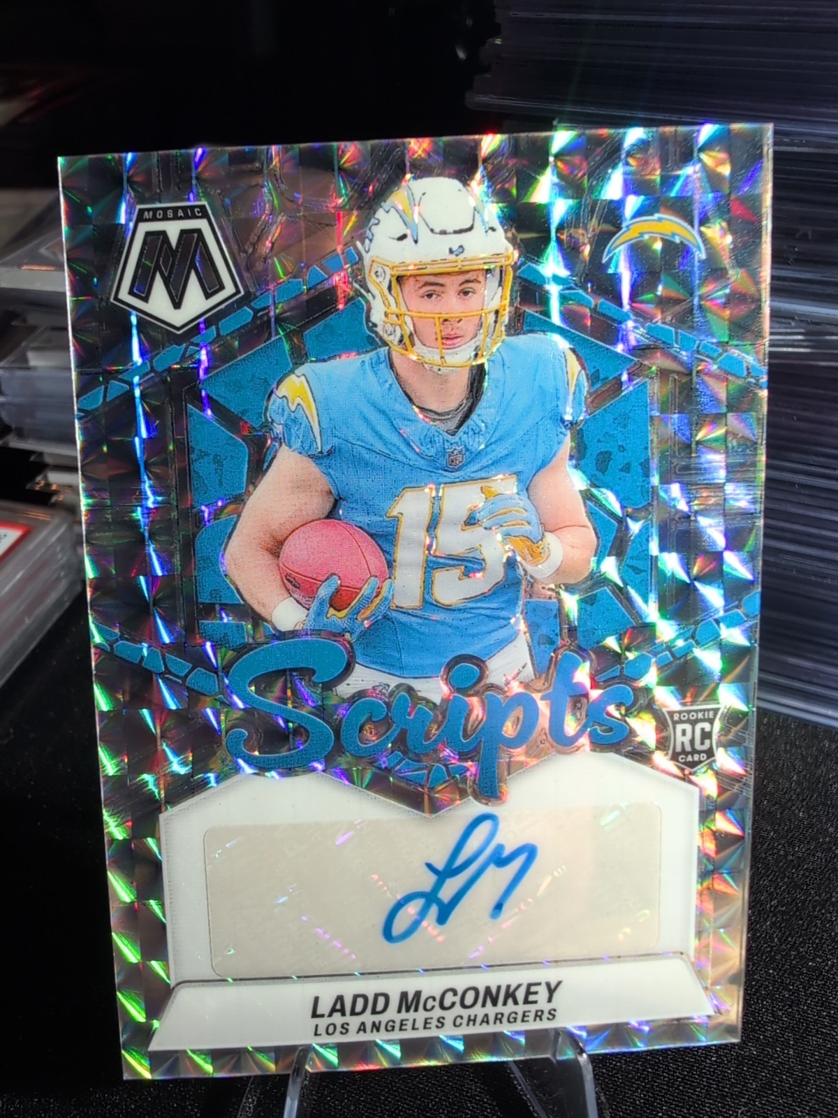 2024 Panini Mosaic - Rookie Scripts Ladd McConkey #RS-LMY (AU, RC)