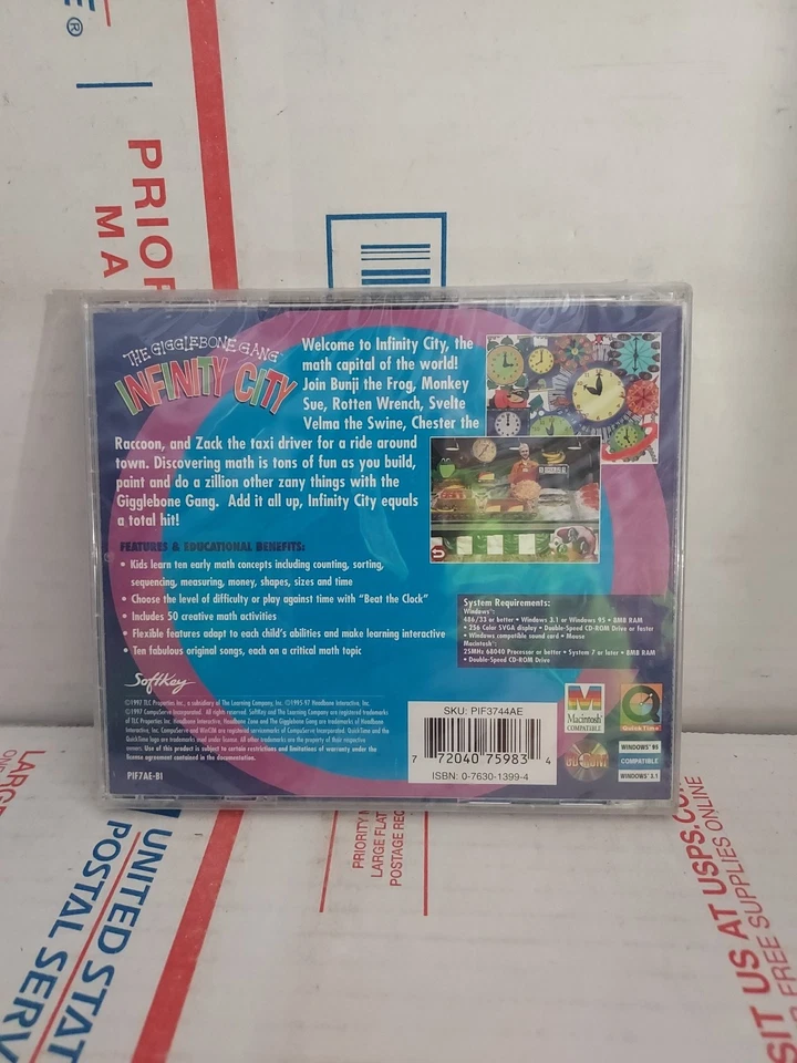 New Sealed Gigglebone Gang Infinity City CD-ROM PC MAC Computer Game 1997 #162L - Image 2 of 2