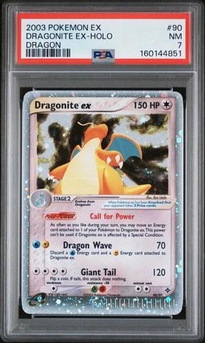 2003 POKEMON EX DRAGON #90 DRAGONITE EX-HOLO PSA 7