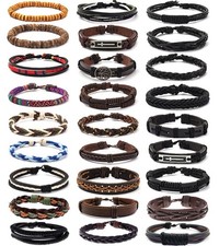 27Pcs Braided Leather Bracelets for Men Women Ethnic Tribal Bracelets Leather...