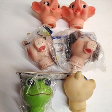 Cabezas de muñeca de goma surtidas vintage de animales y personajes de 6 piezas artesanales