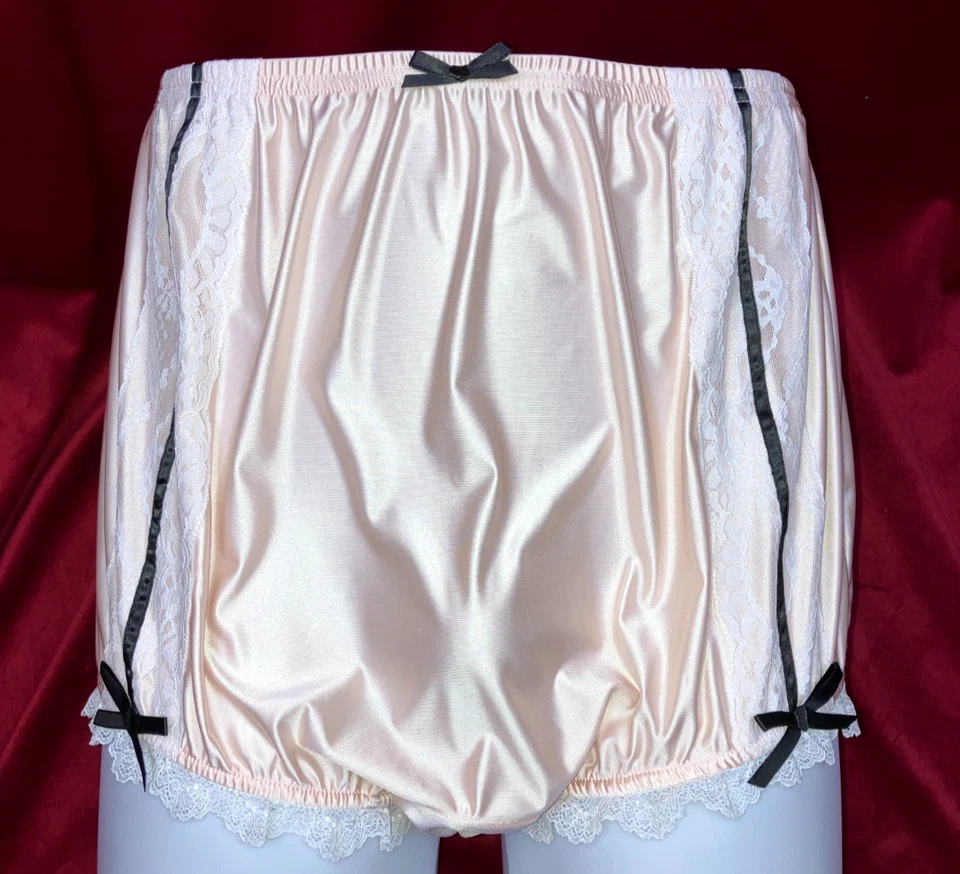 Nuevo en Paquete 2X 3X Can-Can Granny Panty Nylon Sedoso Satinado Encaje Calzoncillo Estilo Sissy Vintage Foto 4 de 4