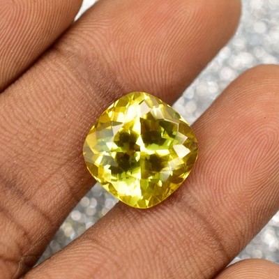 Natural Yellow Sapphire 11.25 Ct CERTIFIED Square Cushion Cut Flawless Gemstone