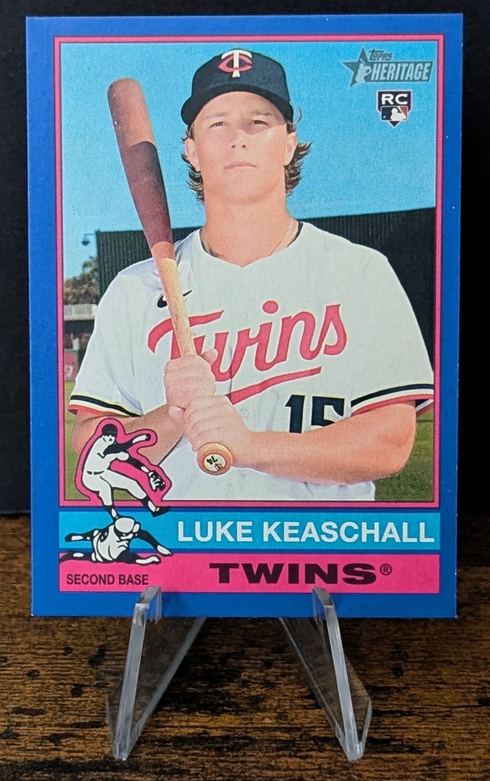2025 Topps Heritage High Number Dark Blue Border RC Luke Keaschall #614 Twins