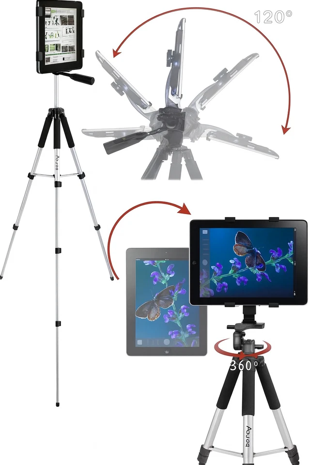 Adjustable Height Tablet Floor Stand Foldable Tripod Holder For 5.5-9.7" iPad - Image 3 of 4