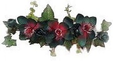 Green Red Magnolia Rose Bud 16in Artificial Polysilk Fake Flower Hand Wrapped