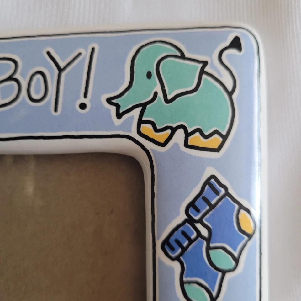 Vintage Russ IT'S A BOY Baby Blue Ceramic Picture Frame 4x5.5" 80s/90s Toy 15696 - Image 3 of 4