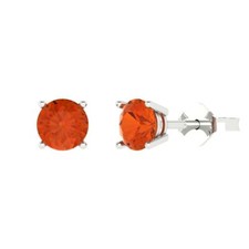 Red Zirconia Stud Earrings for Women, Push Back 2 cttw, 6.5mm, Round-Cut 
